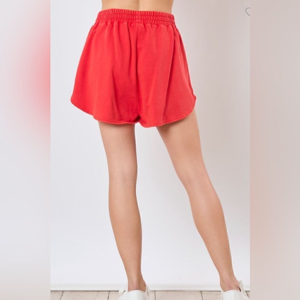 076. PEARL EMBELLISHED RED TERRY SKORT - Picture 2 of 8